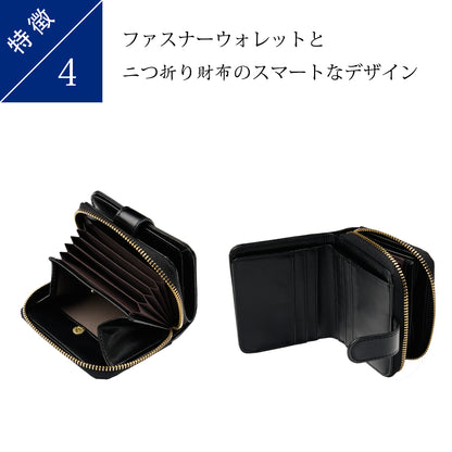ミニ財布 お札が折れない 財布 レディース メンズ 二つ折り財布 大容量 じゃばら カードケース ボックス型 小銭入れ YKKファスナー 牛革 小さい財布 グレージュ
